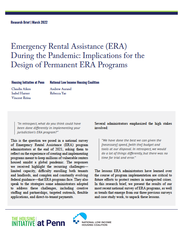 Click here to download a brief about the U.S. Department of Treasury Emergency Rental Assistance program.